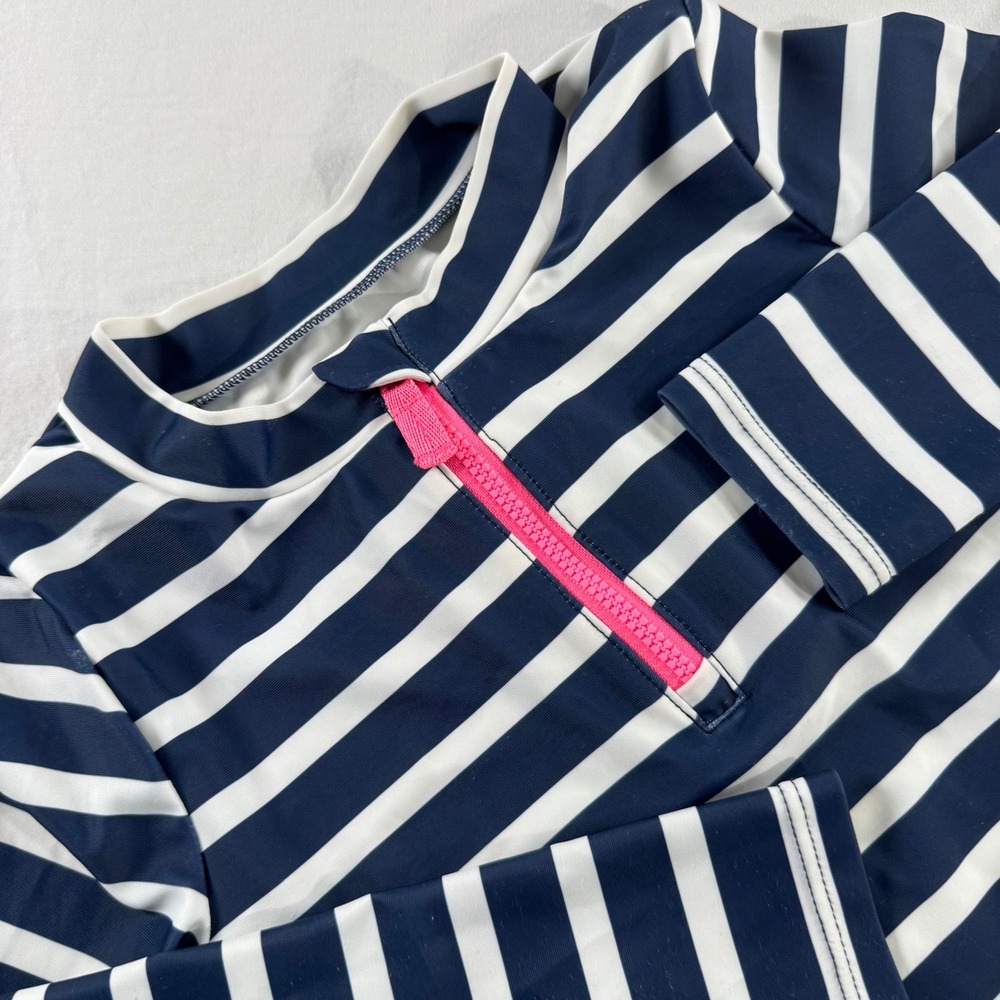 Carter's Girl's Size 5T Blue Long Sleeve Striped Half Zip Rash Guard